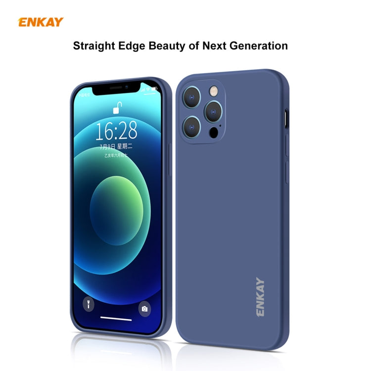 For iPhone 12 Pro Hat-Prince ENKAY ENK-PC0702 Liquid Silicone Straight Edge Shockproof Case + 0.26mm 9H 2.5D Full Glue Tempered Glass Film, For iPhone 12 Pro Max